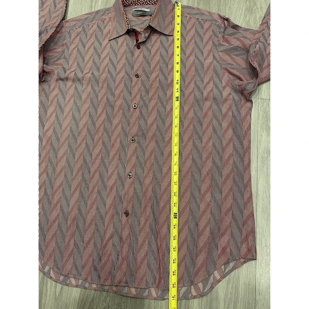 Johnston Murphy Mens L/S Geometric Tailored Fit Red Dress Shirt Size Large L EUC